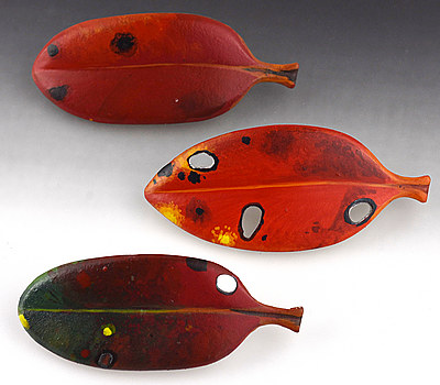 Tania Patterson, pohutukawa leaf brooches
